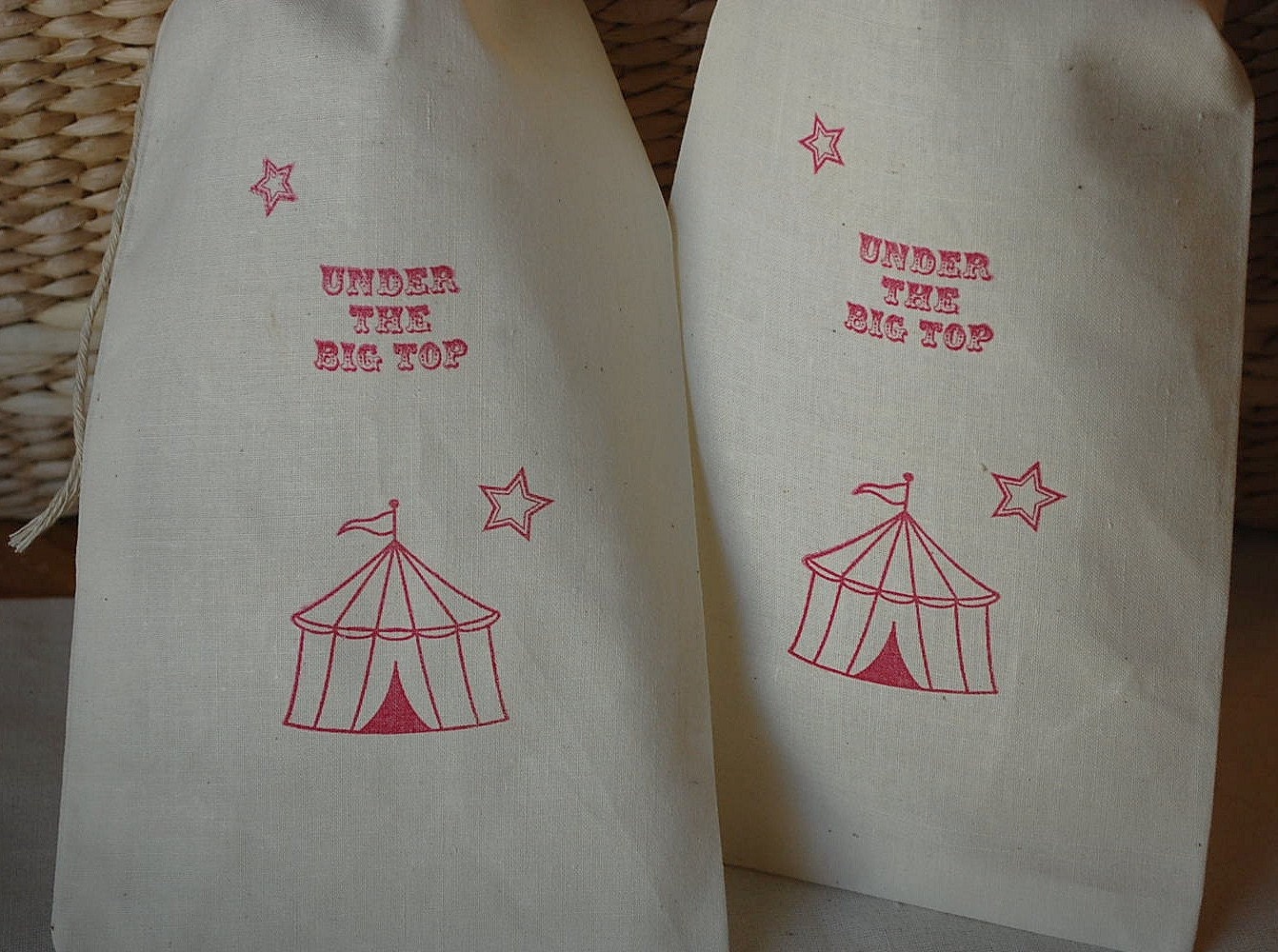 10 Red Large Big Top Circus Organic Muslin Cotton Favor Gift Bags 6x10 Il_170x135