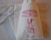 10 Christmas Gift Bags - Christmas Delivery Bunny Rabbit Organic Muslin Cotton Favor Gift Bags 3x5 Il_170x135
