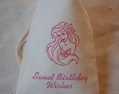 10 Ariel from Little Mermaid Disney Princess Party Organic Muslin Cotton Favor Gift Bags 4x6