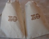 10 Coffee Brown Vintage Wedding XO Organic Muslin Cotton Favor Gift Bags 4x6 - You choose ink color Il_170x135
