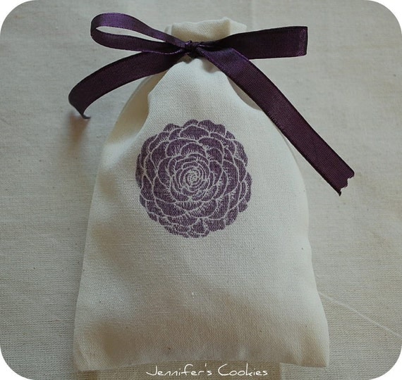 10 Purple Flower with Ribbon Muslin Favor Gift Bags 4x6 Perfect for Weddings Il_570xn