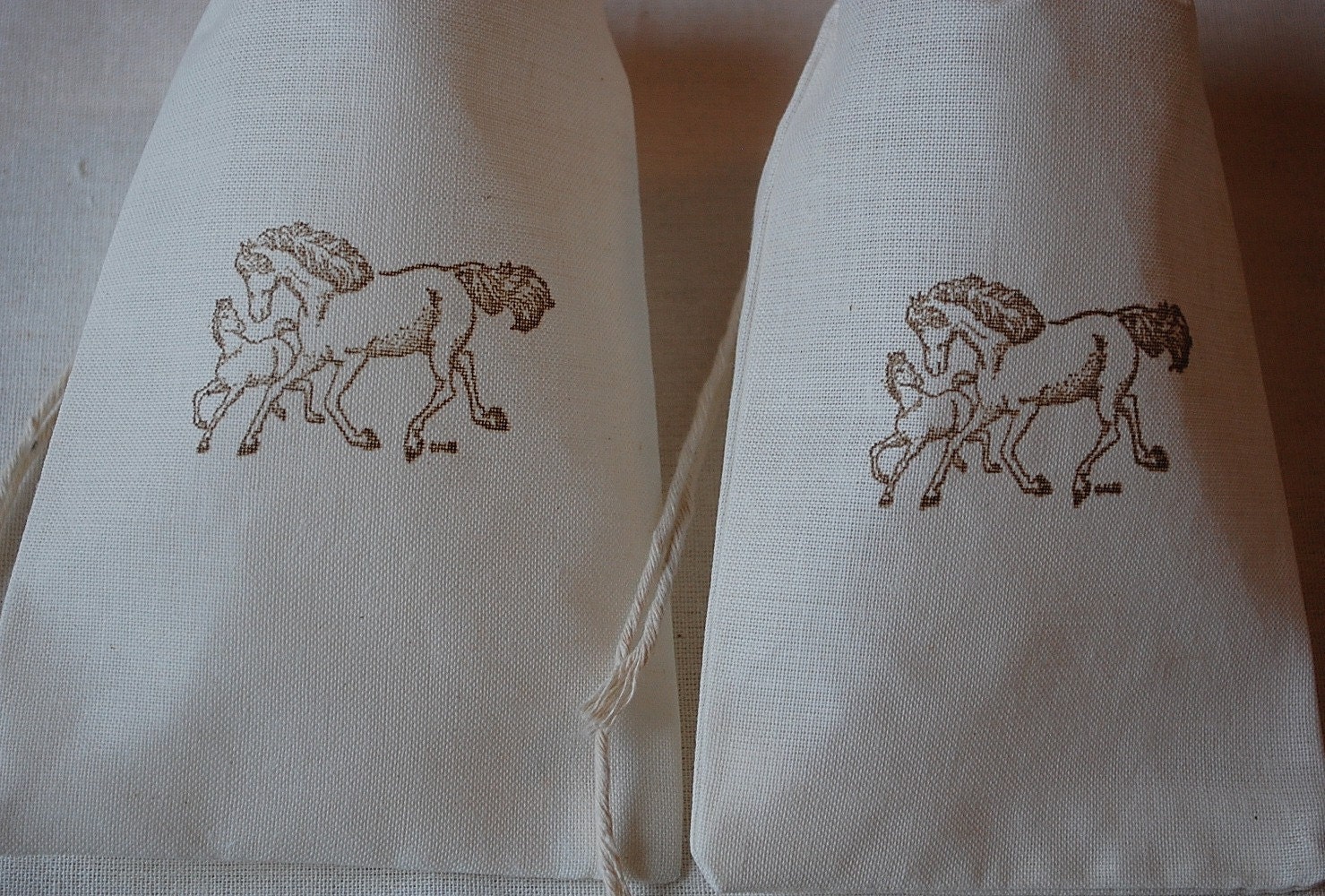 10 Horse with Foal Organic Muslin Cotton Favor Gift Bags 4x6 Il_570xn