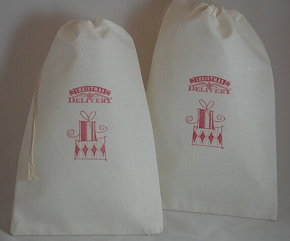 5 Large Christmas Gift Bags 8x12 - Organic Muslin Cotton Drawstring Bags - Great For Christmas Gift Wrapping Il_570xn
