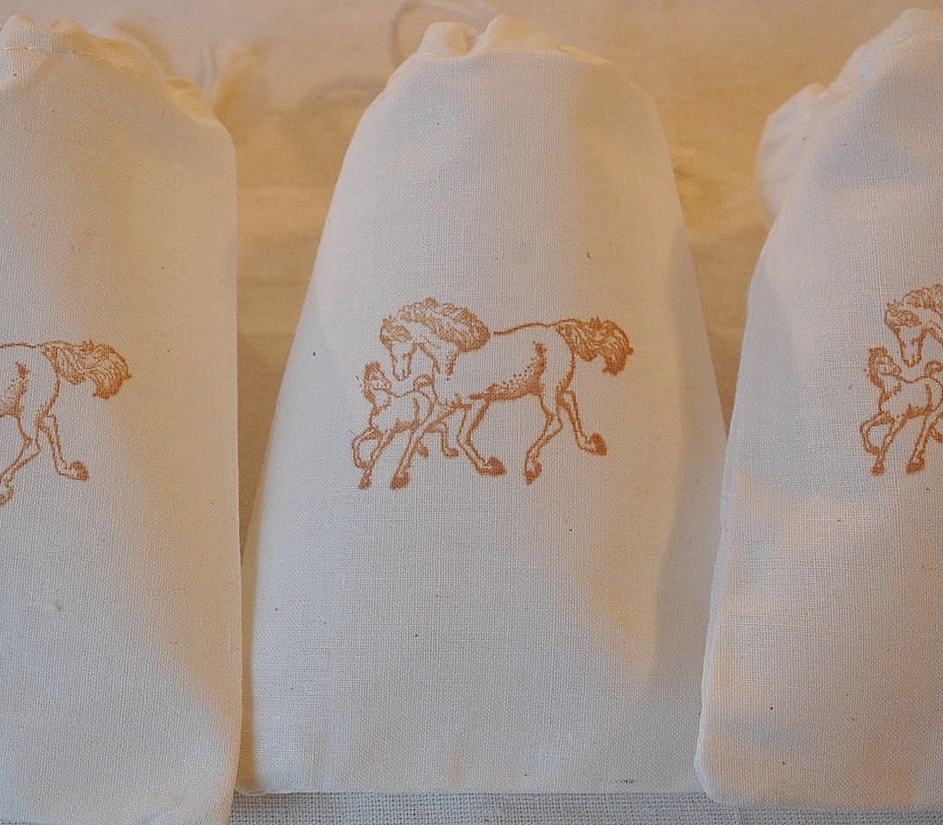 10 Horse with Foal Organic Muslin Cotton Favor Gift Bags 4x6 in Sepia Il_570xn