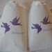 10 Purple Flying Lovebirds You and Me - Organic Muslin Cotton Drawstring Favor Bags - 4x6 Great for Weddings