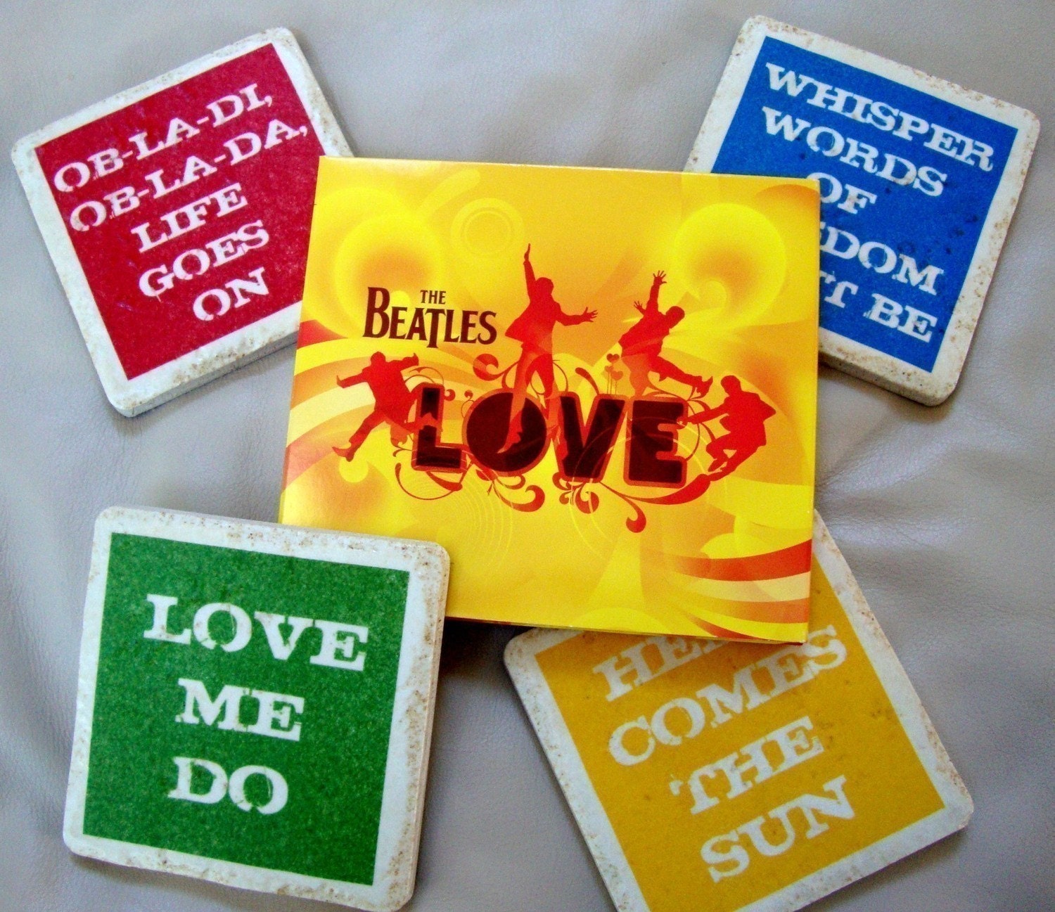 Classic Beatles    set of 4 Italian stone coasters
