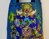 Exclusive Tote Hand Painted Fabric Applique Designs Meditation Bliss