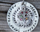 Hand Stamped Family Tree Necklace - Hand Stamped Mother Necklace -Tree Necklace-Grandmother Necklace- Family Tree Necklace With Birthstones