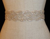 Rhinestone Crystal and Lux Satin Bridal Sash "The Anna"
