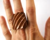 Bold Stripe Piassava Coconut Ring Size 7