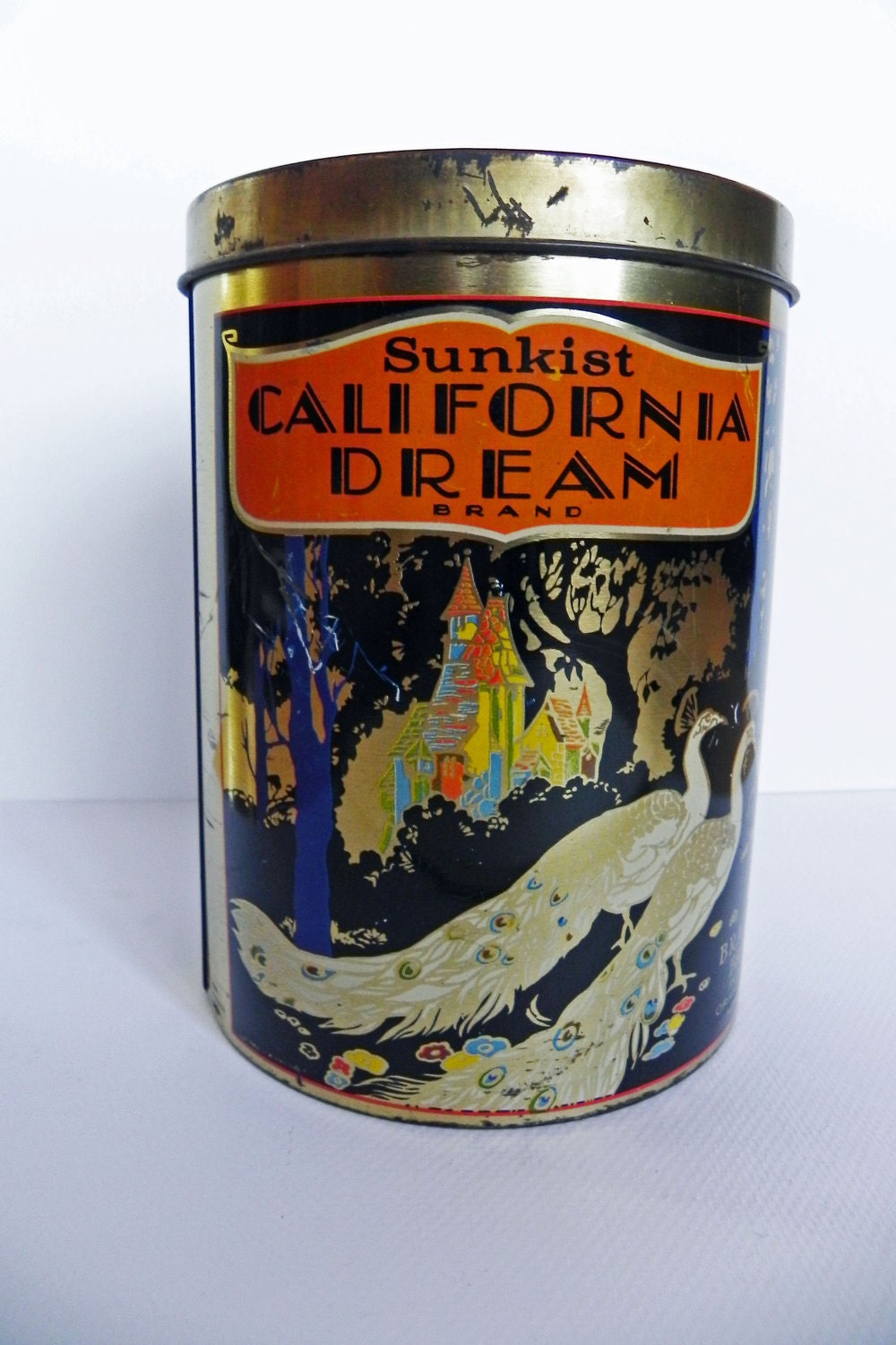 Antique 1928 Sunkist California Dream Cheinco Container by EdibleComplex on Etsy