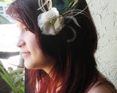 Flower and peacock feather clip