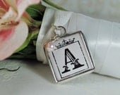 Wedding Bouquet Memorial Charm With Custom Initial Soldered Glass Charm
