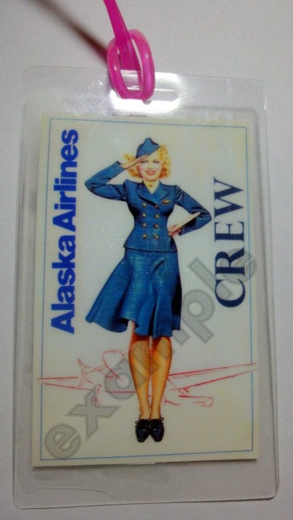 Alaska Airlines crew bag tag vintage by ShutterbugShirley on Etsy