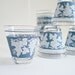 Vintage Barware Glasses Retro Hollywood Regency Cocktail Blue & White