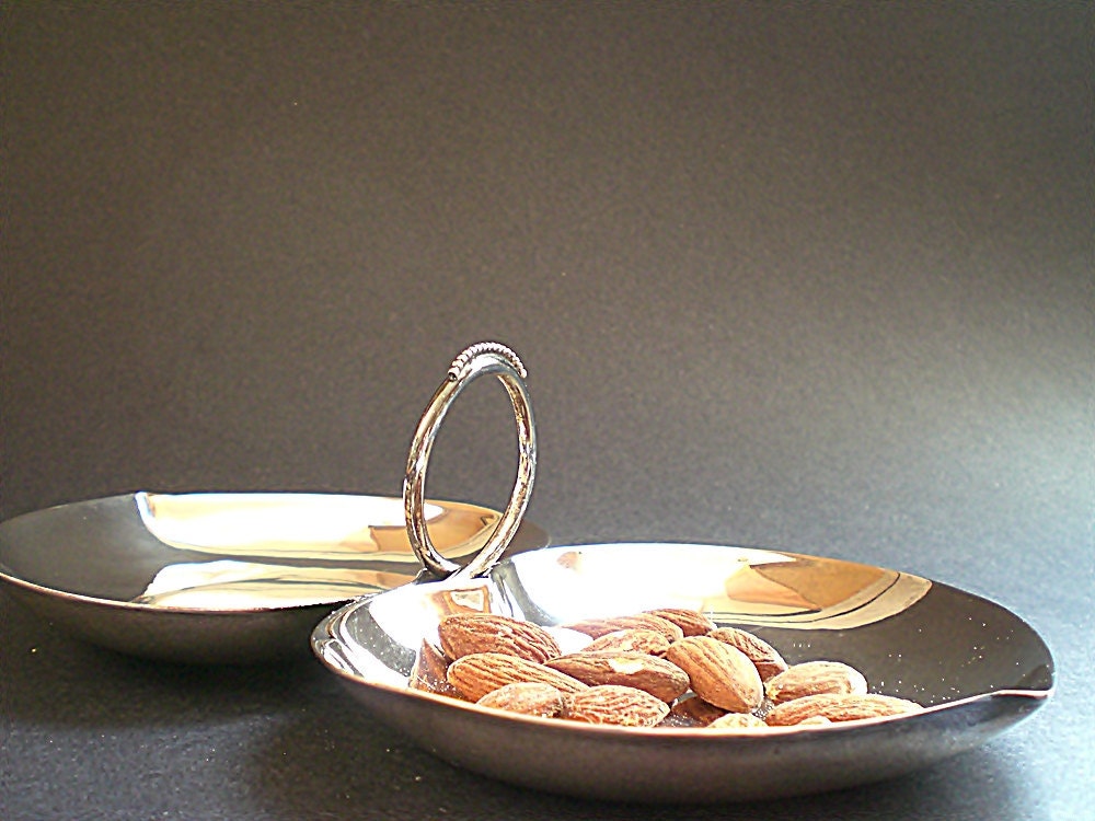 Silver Serving Dish Vintage Candy Bowl, Nut Bowl, Holiday Entertaining
