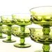 Vintage Green Glass Dessert Sherbet Bowls Crown Stemware Indiana Co