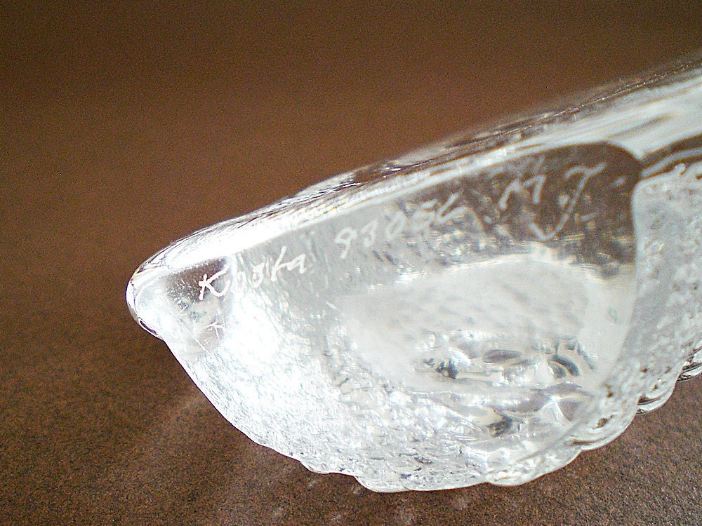 Art Glass Owl, signed Kosta Boda Crystal Figurine, Mid Century Collectible Gift