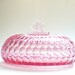 Vintage Butter Dish & Lid, Pink Pressed Glass, Cranberry Thumbprint