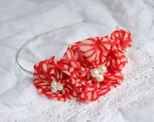 Floral Red and White Headband