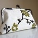 Green Cherry Blossoms on Brown Velvet Twigs- Creamy Silk Clutch