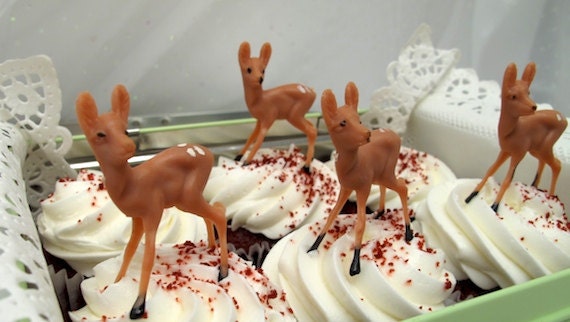 vintage Fawn Young cupcake Cake Toppers or by  toppers deer YesterdaysWhimsy Cupcake Deer