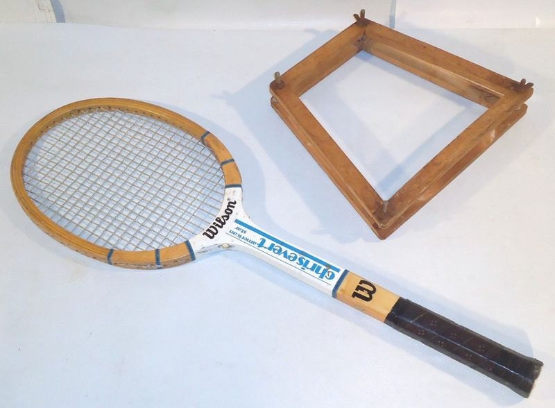 Vtg 1970s WILSON American Star CHRIS EVERT Wooden Tennis Racquet w Press