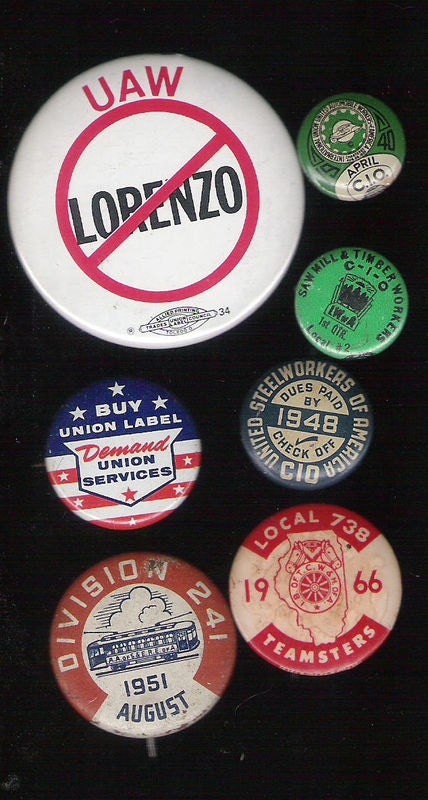 Vintage Lot of 7 Labor Union Employee Membership Pinbacks