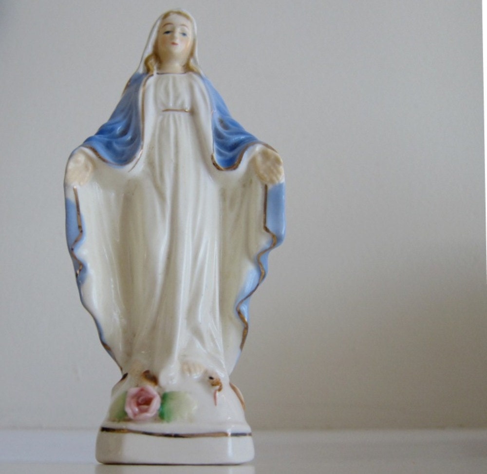 Porcelain Sanmyro Virgin Mary Statue Standing on by TheVintageBug