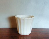 Vintage Milk Glass Pot or Bowl, fluted scalloped design