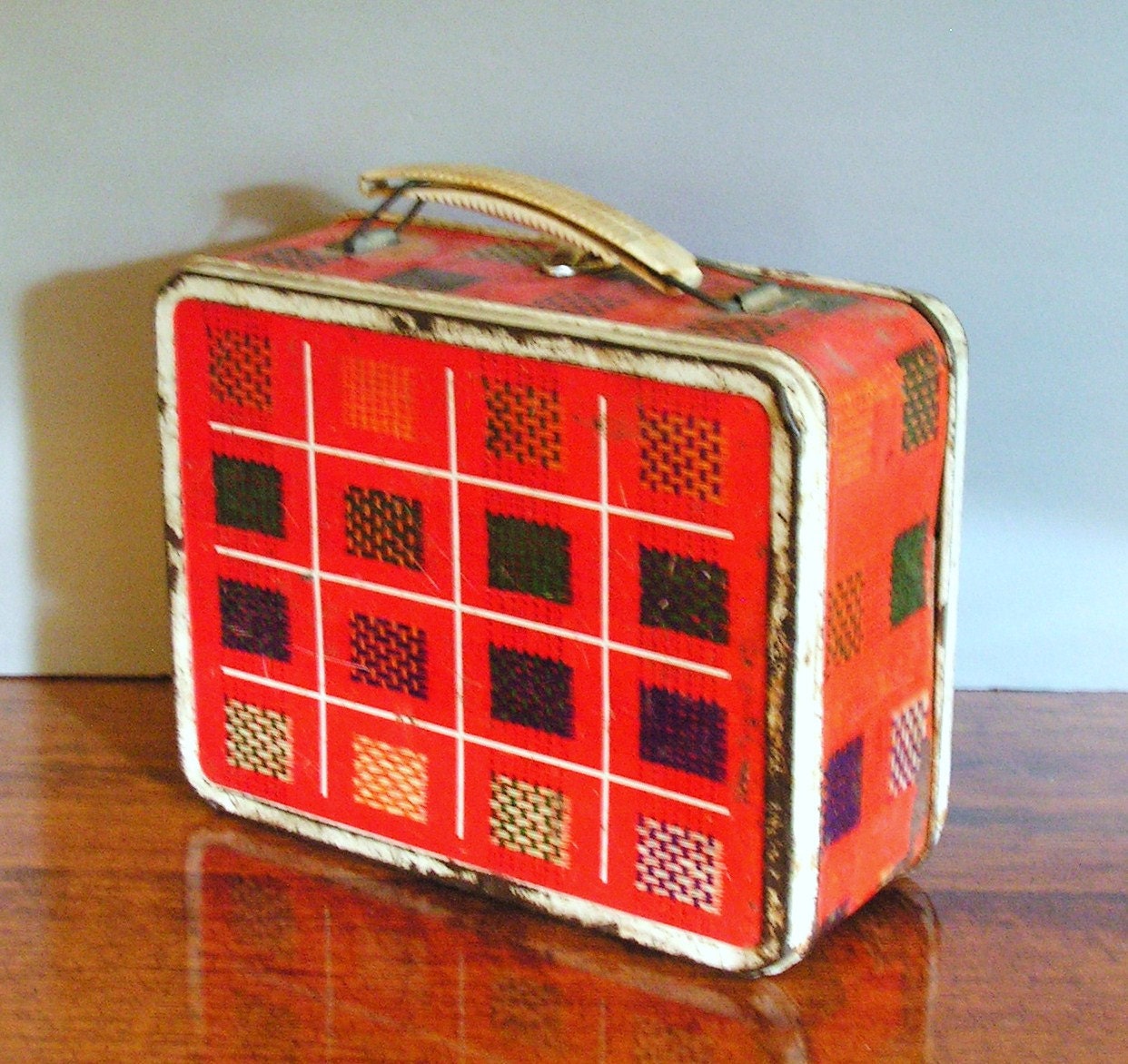Vintage Lunch Box Metal red plaid Ohio Art by hurstdesigns on Etsy