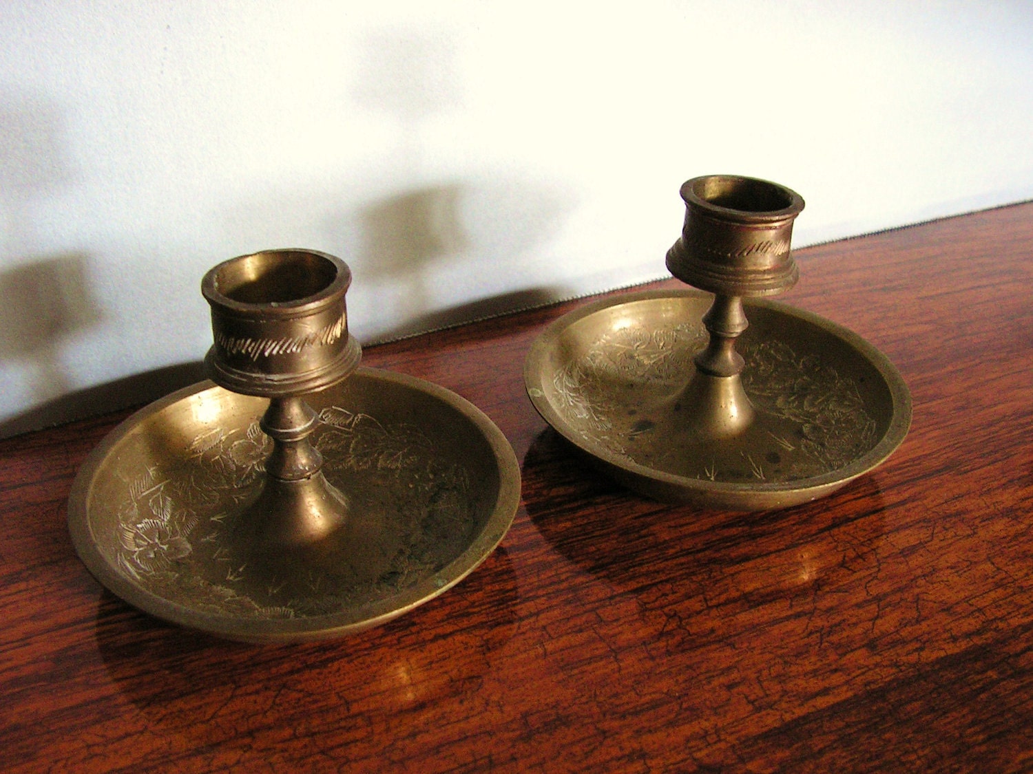 Two Vintage Brass Candle Holders, Candle Sticks, India