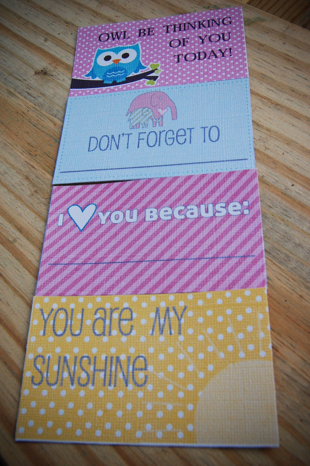 DIY Printable Note Cards for Kids, Lunch Notes, Love Notes Girl Set