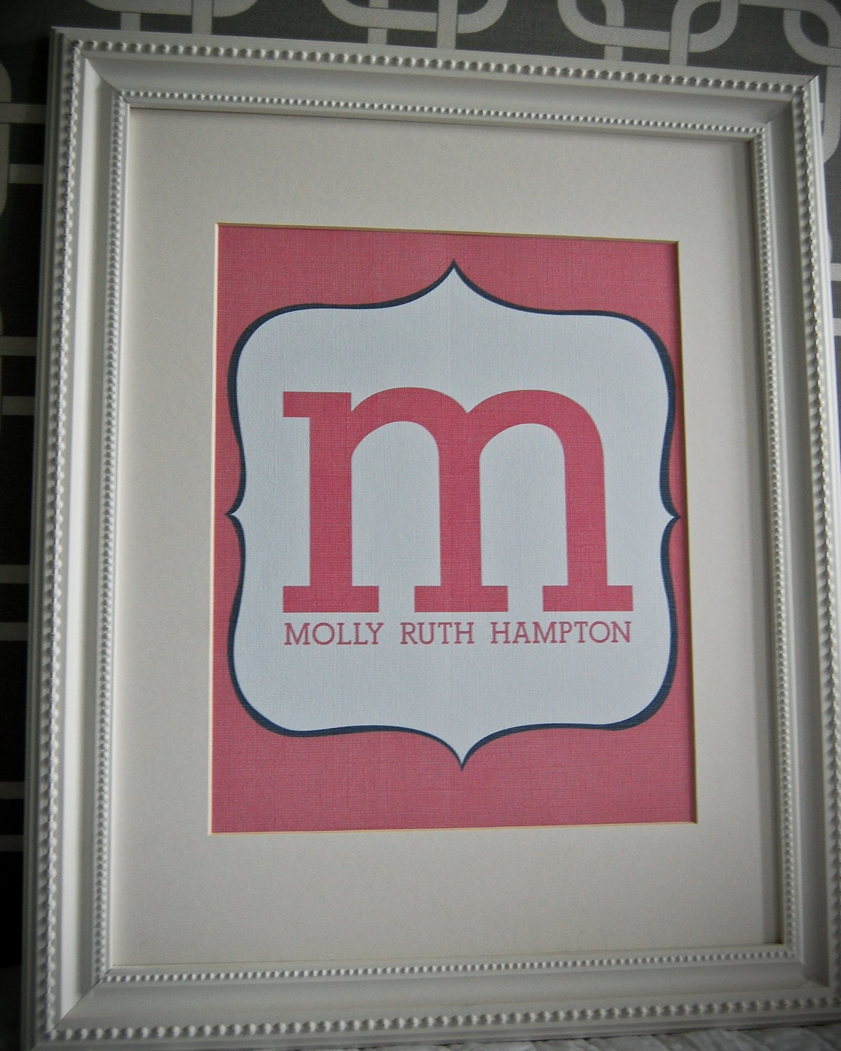 8x10 custom girl's nursery print name, initial, letter