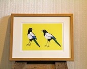 Magpies art print A4 archival