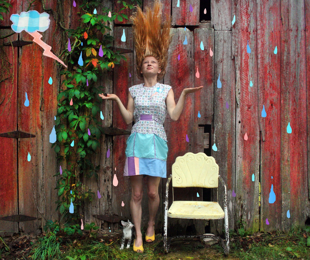 RESERVED Pastel Electrical Storm Dress . One of a Kind . Medium