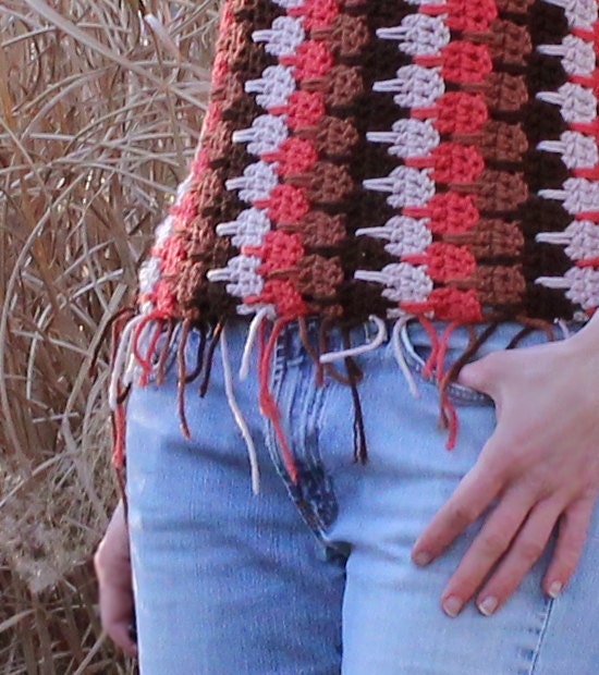 Unique Hand Crocheted Sweater . Upcycled Bohemian Hippie Style Shirt . Womens Small to Medium
