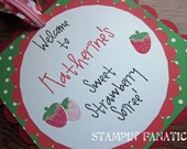 Sweet Strawberry Collection: Square Scallop Door Sign, Custom, Hand Stamped. Strawberry Party. Strawberry Birthday. Il_170x135