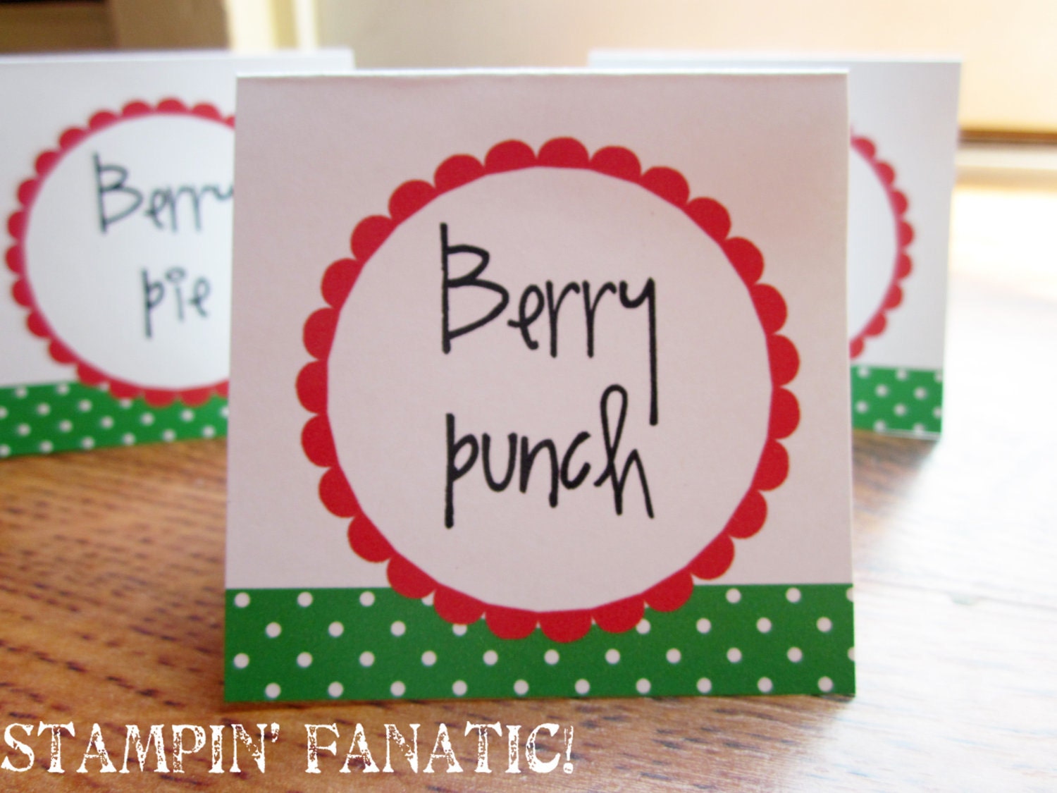 Sweet Strawberry Collection:Set of 9 Food/Name/Activity Tents. Blank center, you fill in with your items Il_170x135