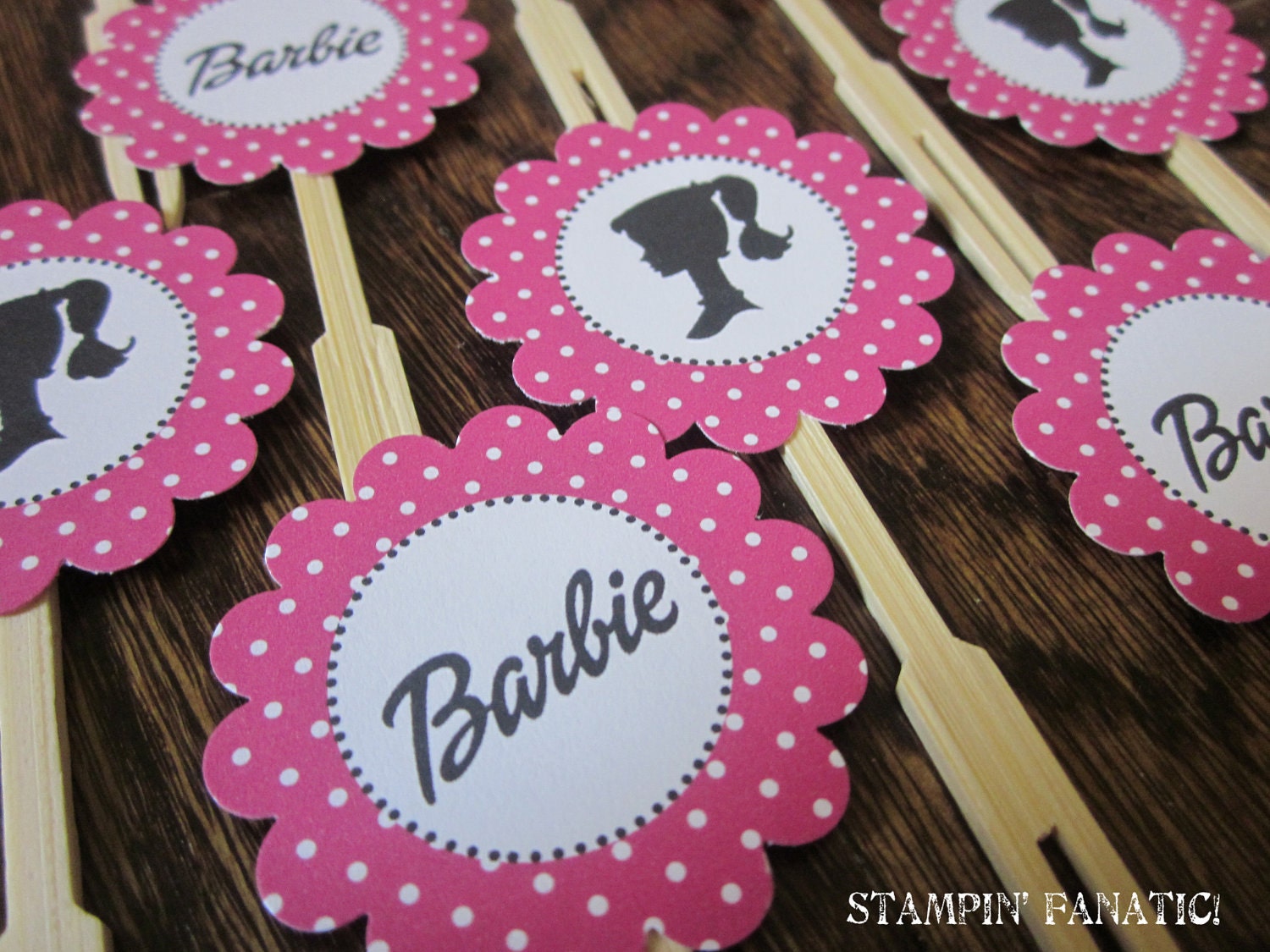 Barbie Tea Collection, set of 12 cupcake toppers. Barbie Party. Barbie Birthday. Barbie Silhouette. Il_170x135