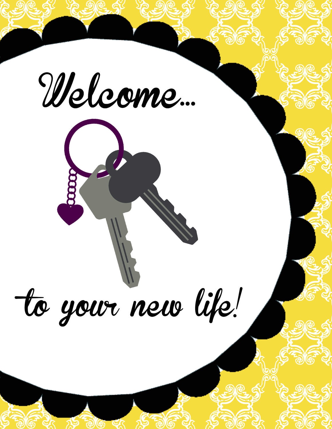WELCOME to your new life: 4.25 x 5.5 Wedding Card. New Home Card. Moving in together card. Colors can be customized Il_170x135