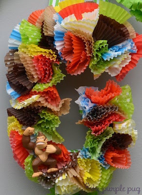 Custom Made Cupcake Liner Wreath Letter OR Number- You pick the colors, theme and decor. Can be personalized with name, too Il_570xn