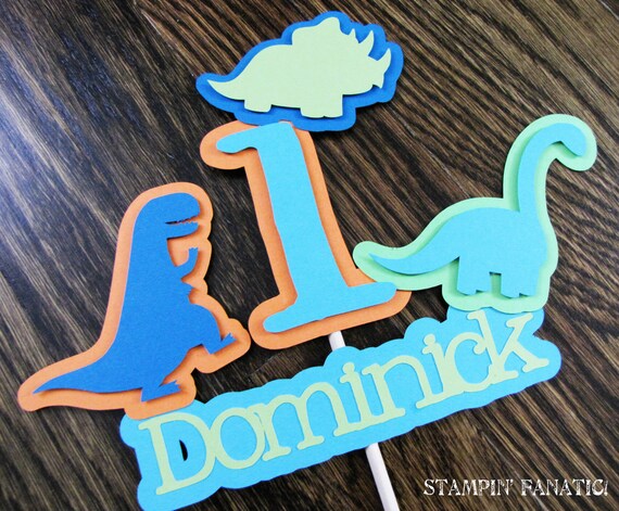 Dashing Dino Collection: Fabulous Custom and Made to Order Dino Centerpiece Flag. Dinosaur Birthday, Cake Topper, Large Centerpiece Flag. Il_570xn