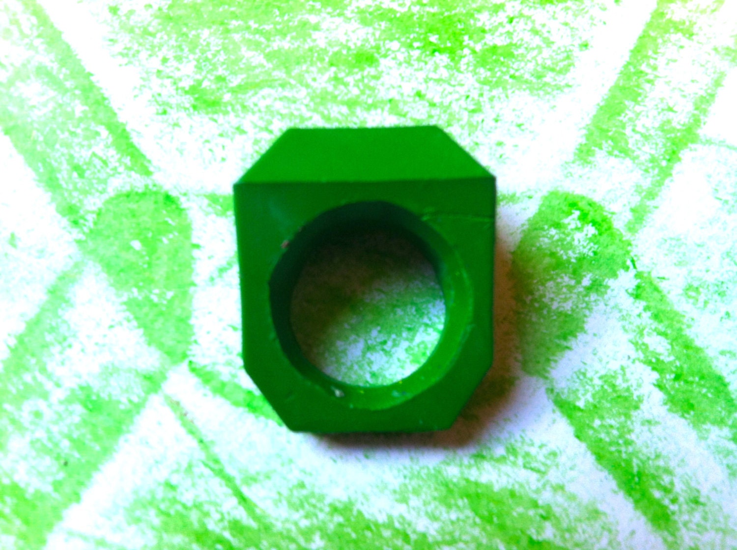 Green Crayon Ring KIDs Size - PreMade SALE