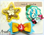 Felt Flower Hair Clip - Ariel Inspired, Disney Princess