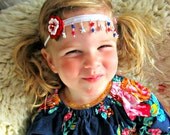 Felt Flower Headband - July 4th Hippie Chic Stars Headband, Patriotic