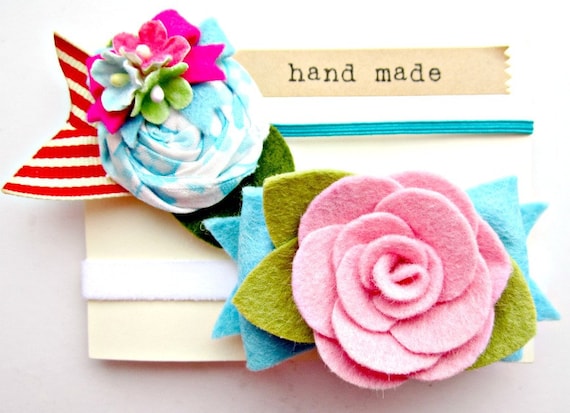 Felt Flower Headband Set - Summer headband set, Kids Fashion