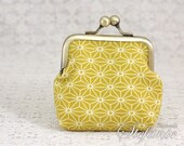 Cute Ball Head Framed Coin Purse - Japanese Traditional Asanoha Floral