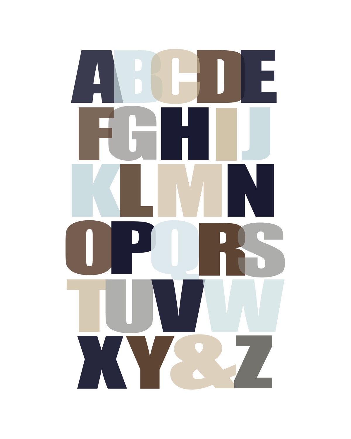 Alphabet ABC Art Print in Boy Version 16x20