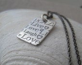 Live Love Laugh necklace, quote necklace, sterling silver word charm necklace with oxidized silver chain, nymetals